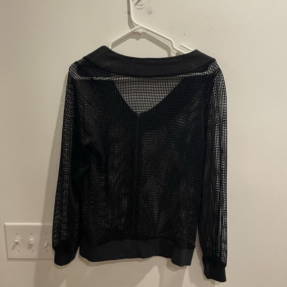 Emilio Pepe Ray Black Mesh Zip-up Jacket Size S Bomber Witchy Y2K Artsy Sheer - Picture 9 of 11